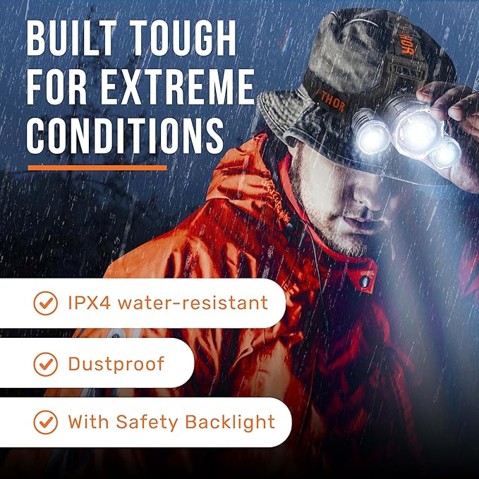 TDC Head Lamp Led Rechargeable Super Bright - USB-C Headlamp for Adults - Head Lights for Forehead - 1080 Lumen Head Flashlight - 10HR Battery for Hardhat, Camping, Hunting, Work