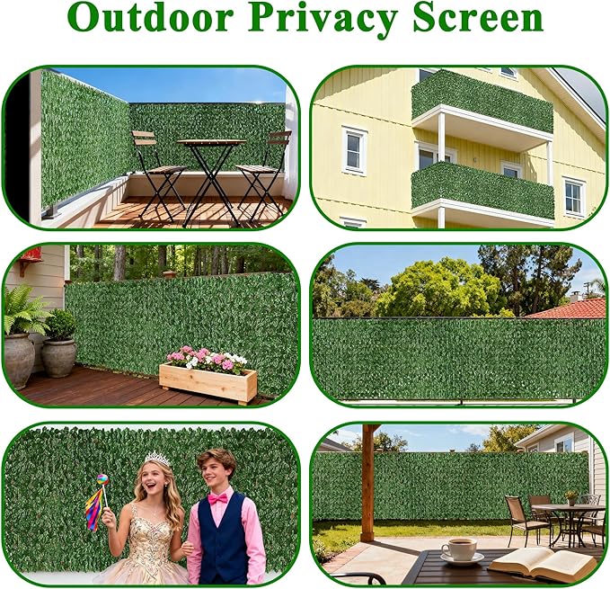 iCover 2PK 39 * 98in Artificial Ivy Privacy Fence Screen Cover, Highly Dense Leaves Wtih Strengthened Joint Prevent Leave Falling Off, Faux Hedge Panels Greenery Vines, Decorative Fences