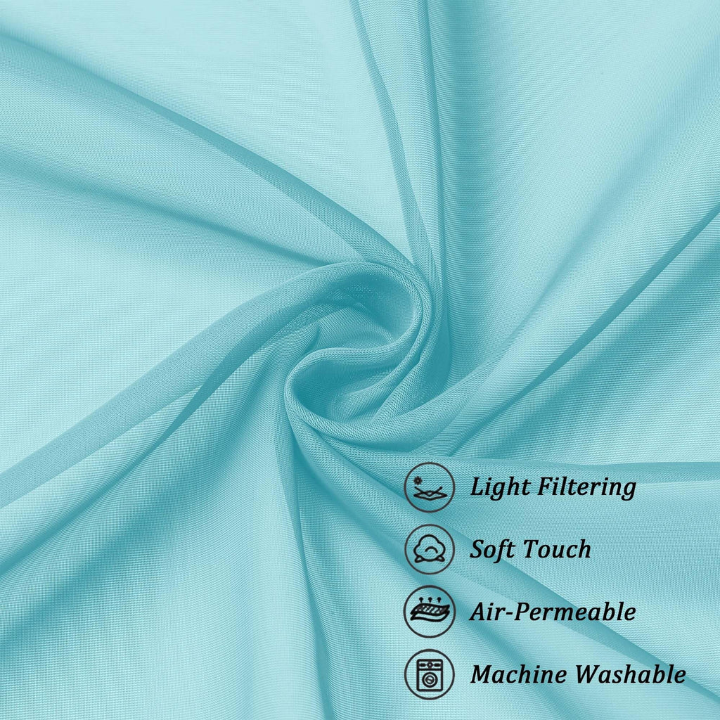 Aqua Sheer Curtains 45 Inch Long 2 Panels (2 Count)