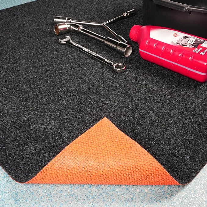 Heavy Duty Oil Spill Mat, Garage Floor Mat for Under Car, 32" X 32", Waterproof, 1/4" Rubber Backing Protects Floor, Reusable, Absorbs All Types of Spills (Black, 32" X 32")