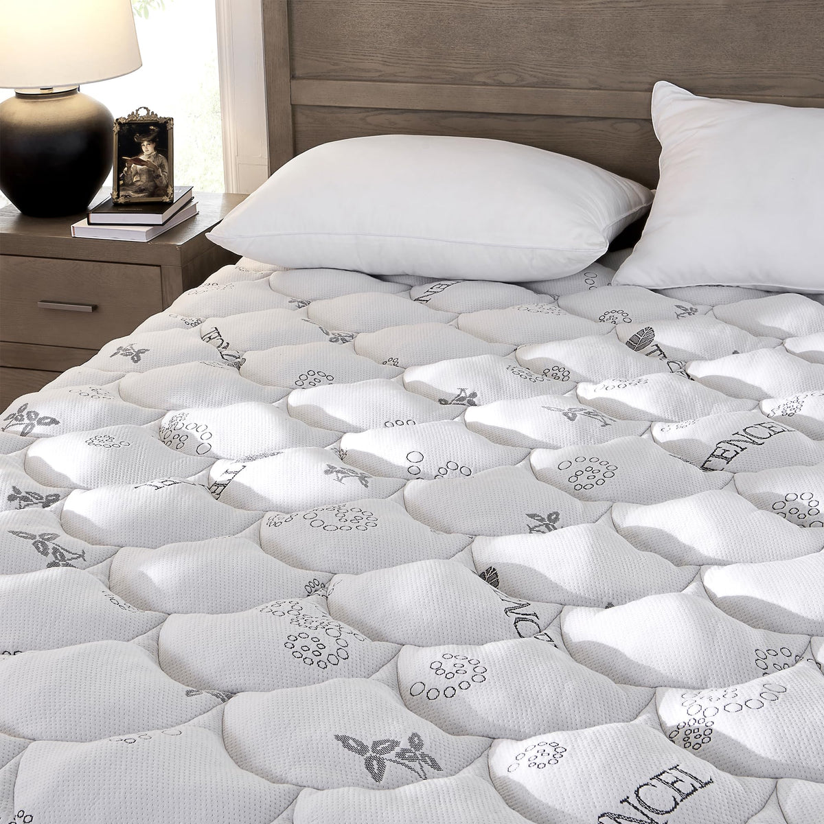 Padded Topper Twin Size 40% Tencel Blend Rayon from Bamboo and Cotton Filled Mattress Cover