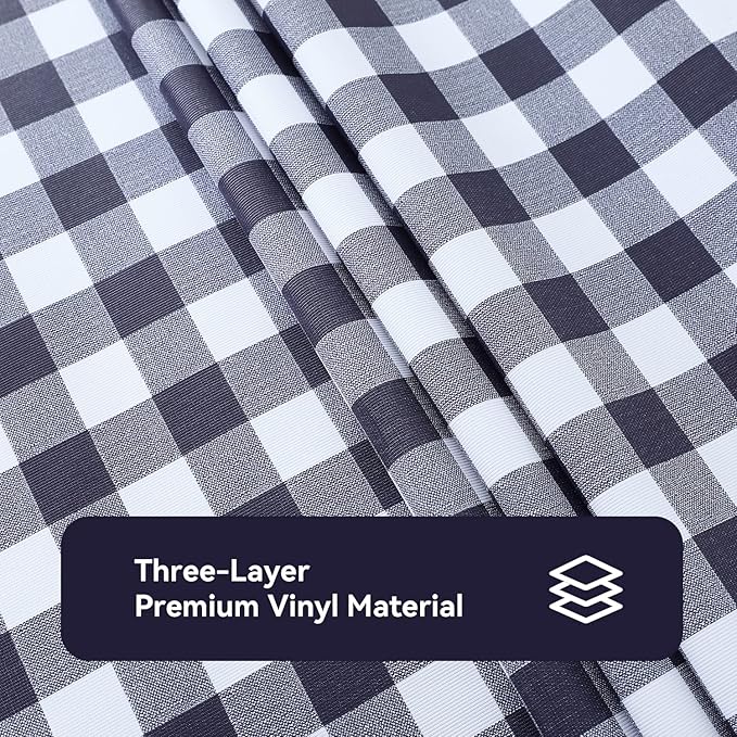 Romanstile Rectangle Vinyl Tablecloth, 100% Waterproof Buffalo Gingham Plastic Table Cloth, Heavy Duty Wipeable Checkered Table Covers for Outdoor, Camping, Picnic, Patio - 54 x 78, Navy Blue