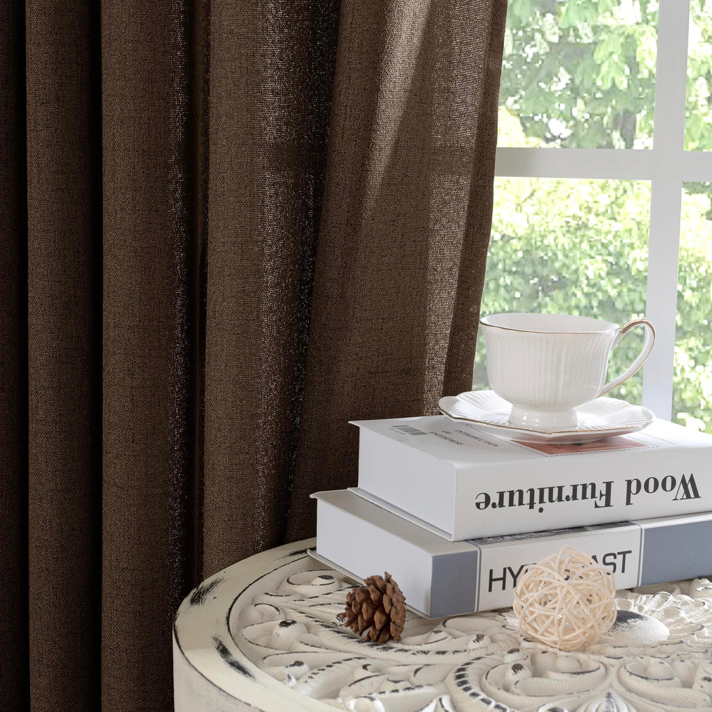 Brown Linen Curtains 40 Inches Long (2 Count)