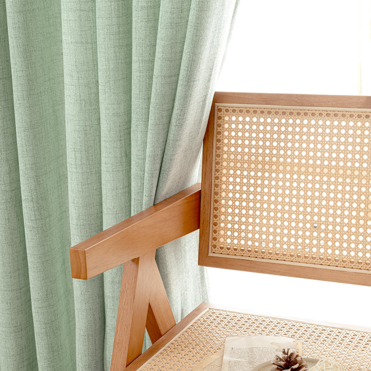 Sage Green Linen Curtains 63 Inch Length 2 Panels for Living Room (2 Count)