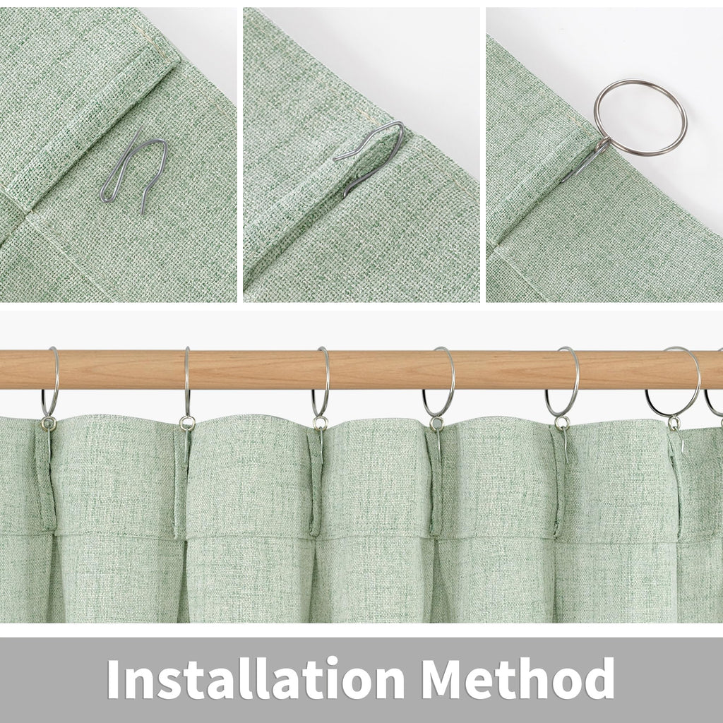 Sage Green Linen Curtains 63 Inch Length 2 Panels for Living Room (2 Count)