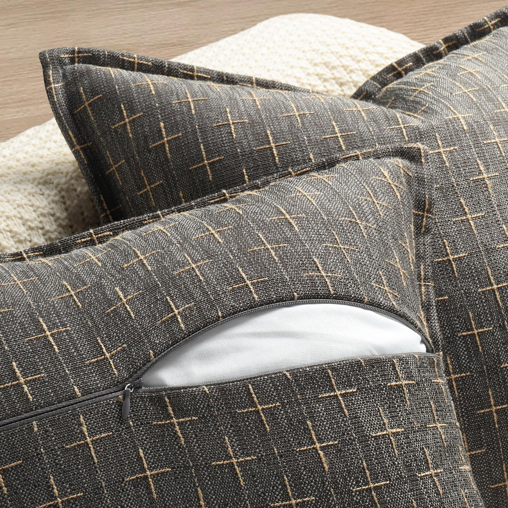 Pillow Covers 26x26 Set of 2 Soft Polyester Textured Pillow Covers with Stylish Flange Edge Cozy Farmhouse Throw Pillows for Couch Bed Sofa Living Room (2 Count)