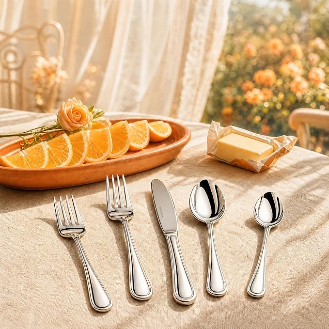 NICE KITCHEN Silverware Set for 8,40 Piece Heavy Duty Stainless Steel Flatware Set - Mirror Polished Cutlery Set,Dishwasher Safe Utensil Set with Knives Forks Spoons,Luster Series