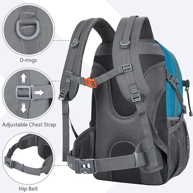 Hiking Backpack 30L Lightweight Travel Daypack Small Day Pack for Men Women Outdoor Camping Backpacking, Blue