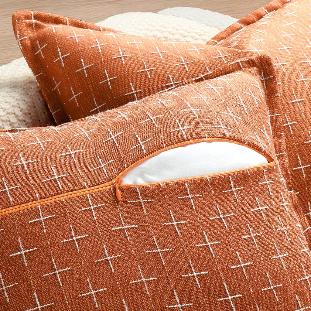 Pillow Covers 22x22 Set of 2 Soft Polyester Textured Pillow Covers with Stylish Flange Edge Cozy Farmhouse Throw Pillows for Couch Bed Sofa Living Room (2 Count)