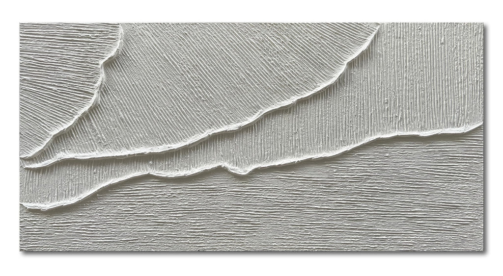 Thick Texture White Abstract Oil Painting Thick Texture Texture Beach Wave Landscape Painting Family Wall Art Deco Oil Painting 24X48 Inches