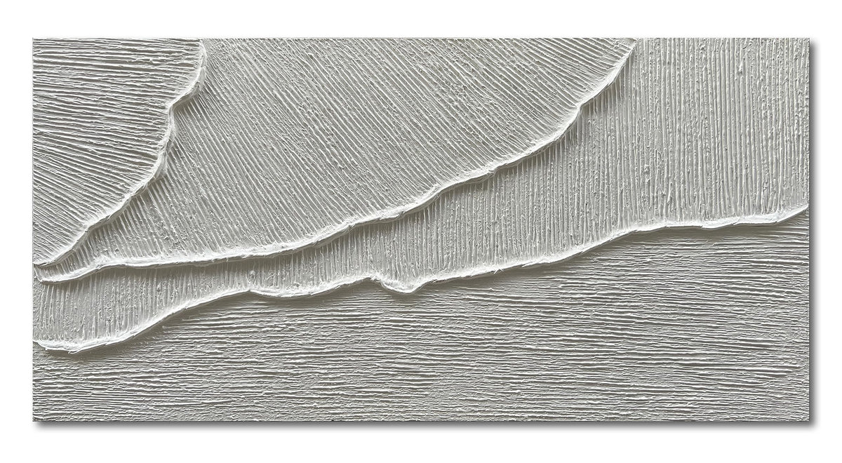 Thick Texture White Abstract Oil Painting Thick Texture Texture Beach Wave Landscape Painting Family Wall Art Deco Oil Painting 24X48 Inches