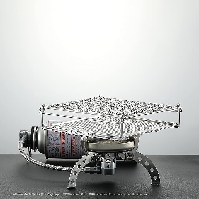 CAMPINGMOON Camping Toaster for Gas Stove Top Fire Grill Grid 304 Stainless Steel Bread Toasters Cooking Grill With Anti Scalding Mesh Fork Medium Size US-1615