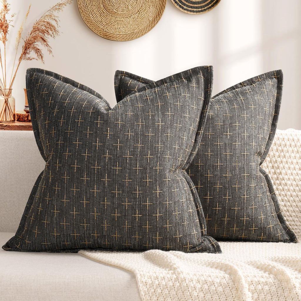 Pillow Covers 26x26 Set of 2 Soft Polyester Textured Pillow Covers with Stylish Flange Edge Cozy Farmhouse Throw Pillows for Couch Bed Sofa Living Room (2 Count)