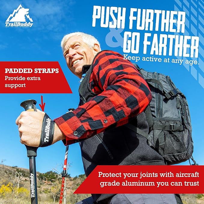TrailBuddy Trekking Poles ??Lightweight 7075 Aluminum Hiking Poles for Women, Men & Seniors ??Collapsible Walking Sticks for Travel, Trails & Balance