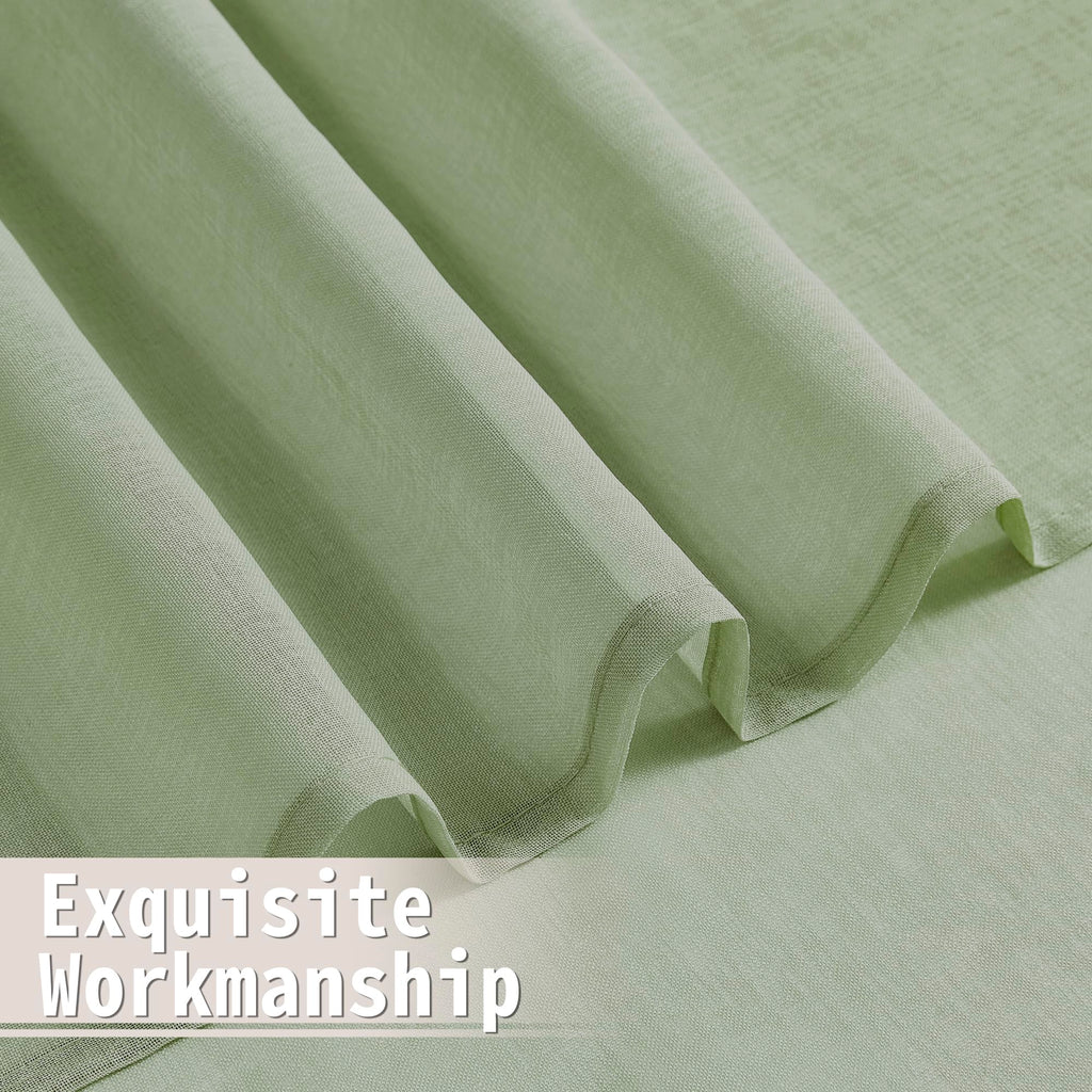 Short Sheer Door Curtains Closet Linen Textured Curtains Sheer Doorway Light Filtering Voile Patio Glass Door Rod Pocket Curtain French Doors