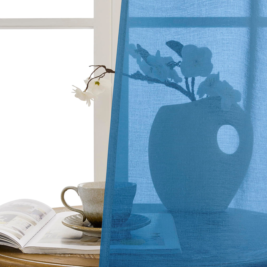 Sheer Door Curtains Closet Linen Textured Curtain Sheers Doorway Light Filtering Voile Patio Glass Door Rod Pocket Curtains French Doors