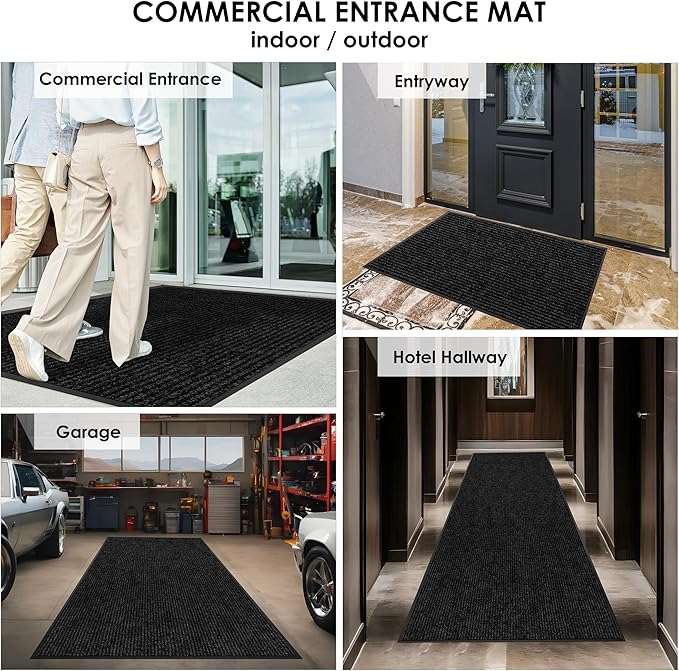 2′ x 9′ Front Door Mat Indoor Outdoor Entrance, Commercial Floor Mat Heavy Duty Dirt Trapper Entryway Doormat, Custom Size Non Slip Rubber Backing Welcome mat, Door Mat for High Traffic Area