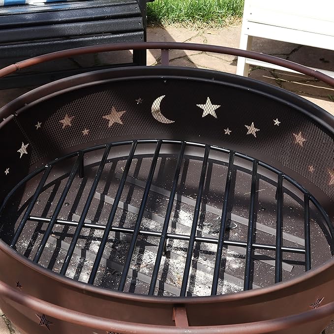 Sunnydaze Round Fire Pit Grate - Elevated Wood Grate for Fire Pit - Heavy-Duty Steel Log Grate for Outside - 24-Inch