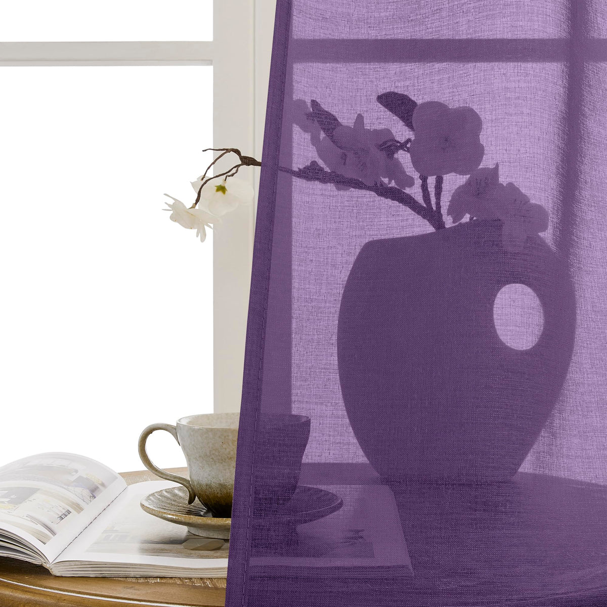 Sheer Door Curtain Closet Linen Textured Curtains Sheer Doorway Light Filtering Voile Patio Glass Doors Rod Pocket Curtain French Door