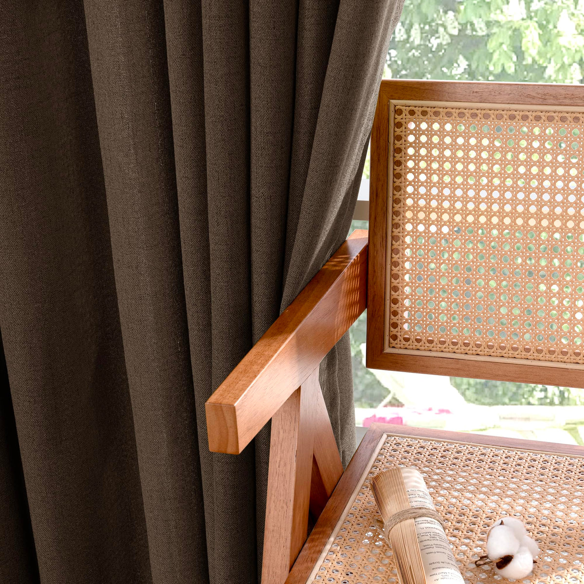 Brown Linen Curtains 48 Inches Long (2 Count)