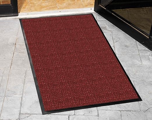 Guardian WaterGuard Indoor/Outdoor Wiper Scraper Floor Mat, Rubber/Nylon, 4'x8', Red