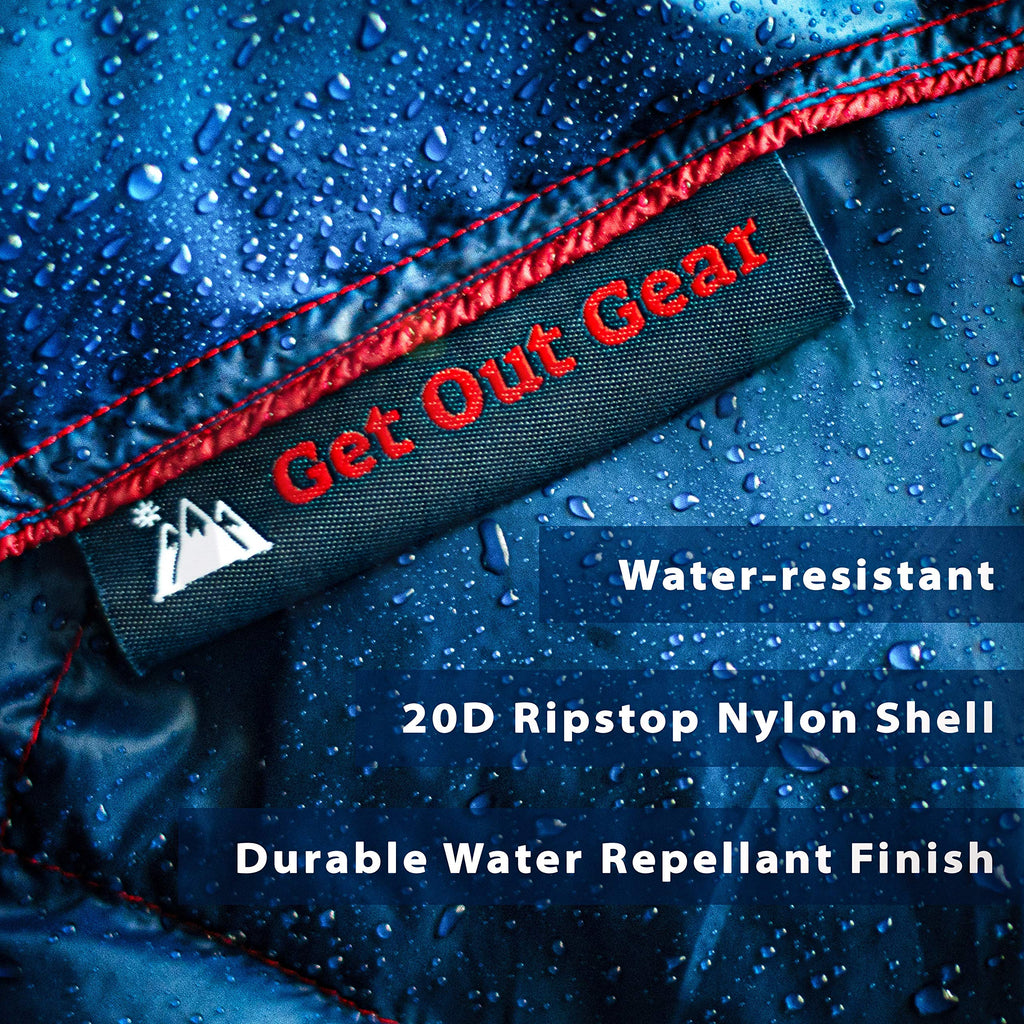 Get Out Gear Down Camping Blanket - Outdoor Lightweight Packable 650 Fill Power Down Blanket Compact Waterproof and Warm Backpacking Quilt for Camping Hiking Travel Hammock
