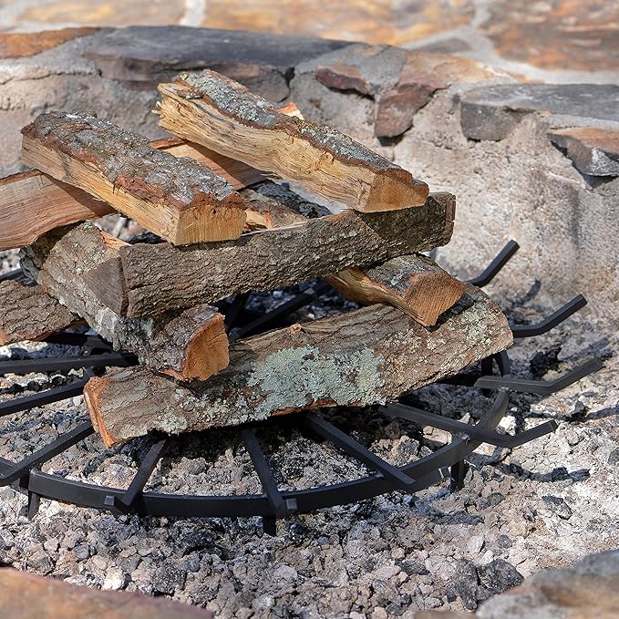 SteelFreak Wagon Wheel Firewood Grate for Fire Pit - Made in The USA (24 Inch)